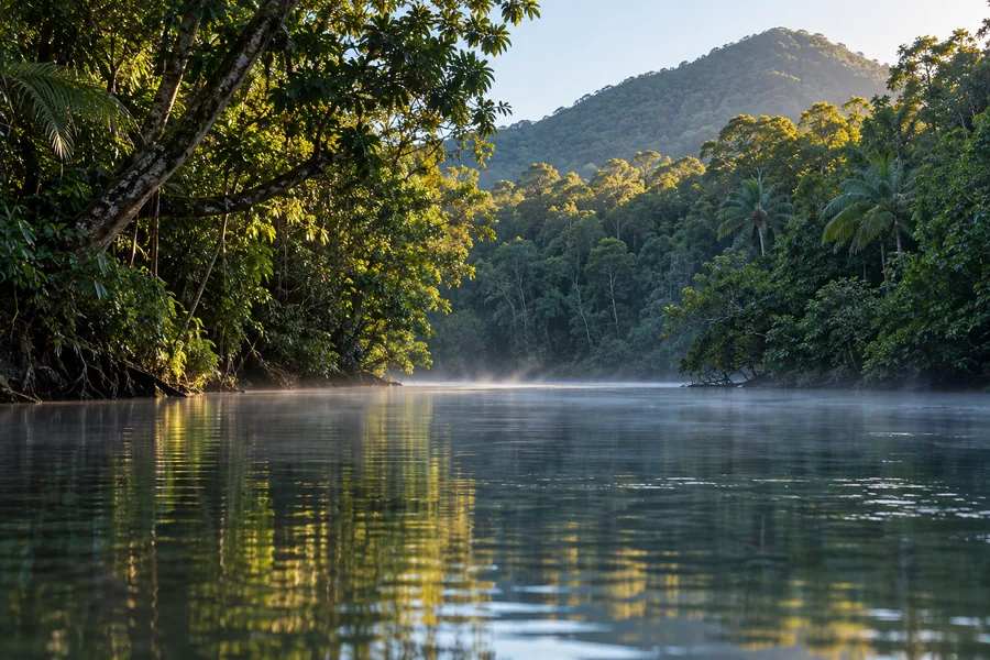 Early morning mist over the Daintree River