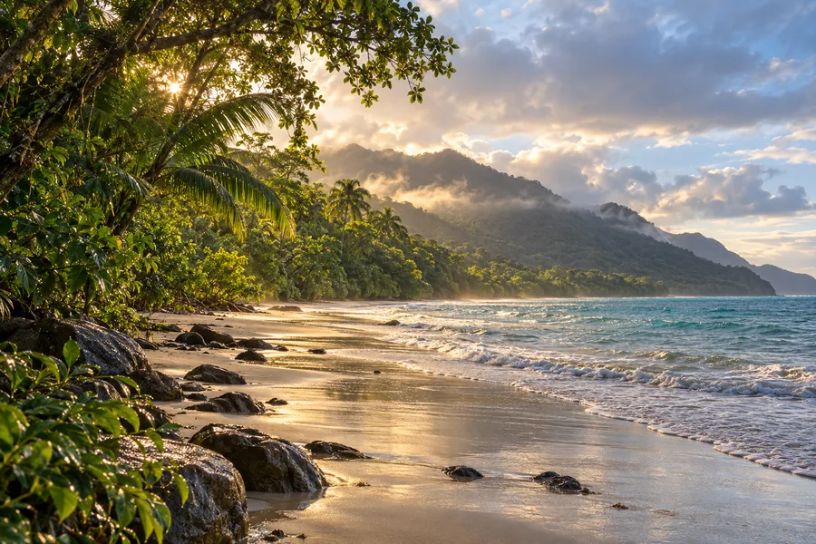 Rainforest meeting the tropical coast at Cape Tribulation