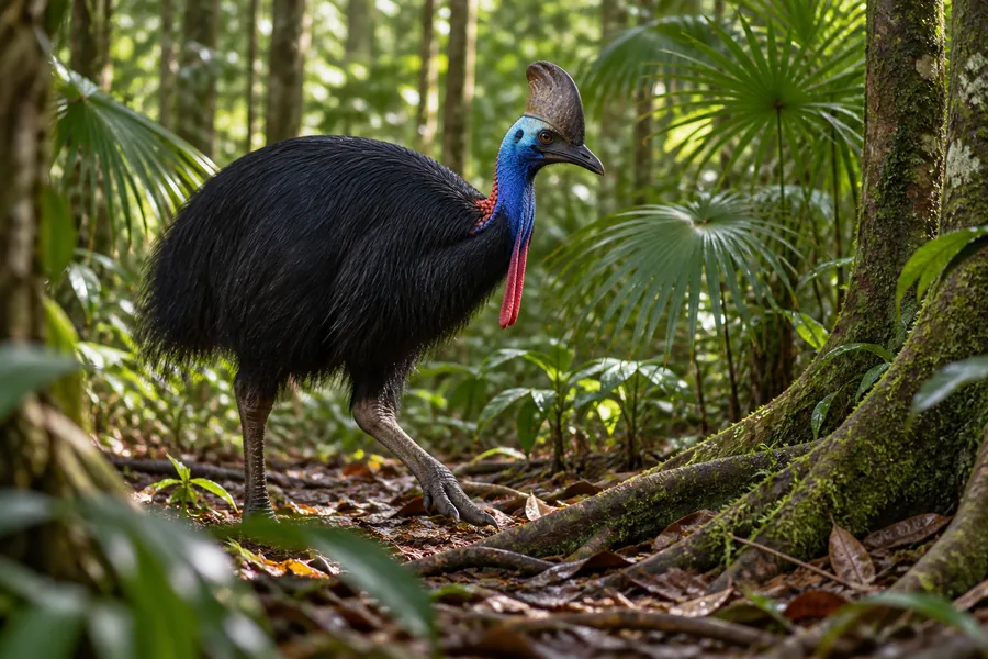 Southern cassowary observed from a safe distance